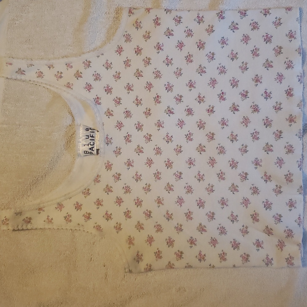 Blue Pacific Pink Floral Tank Top - White and Pink
